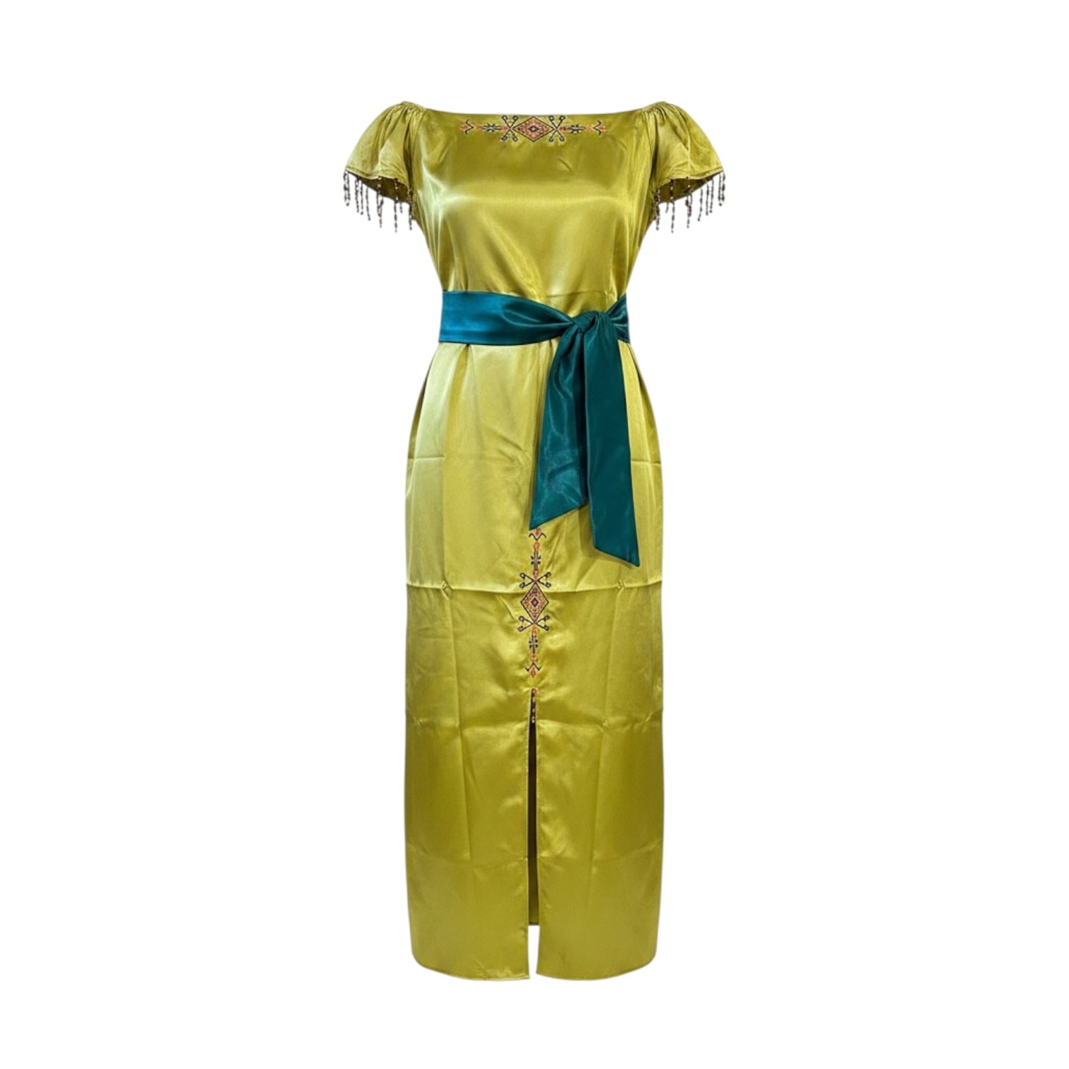 Robe satin brodé