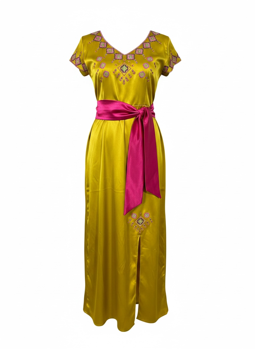 Robe satin fleure