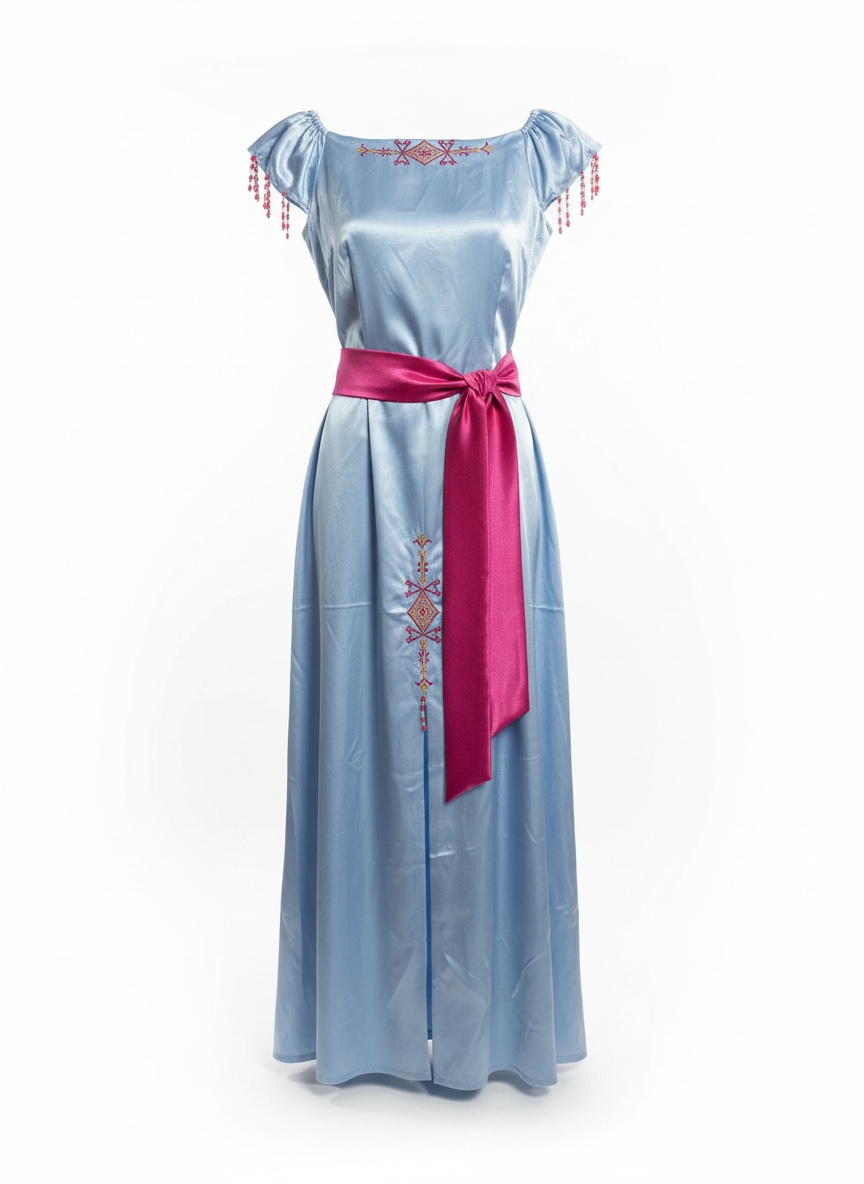 Robe satin brodé