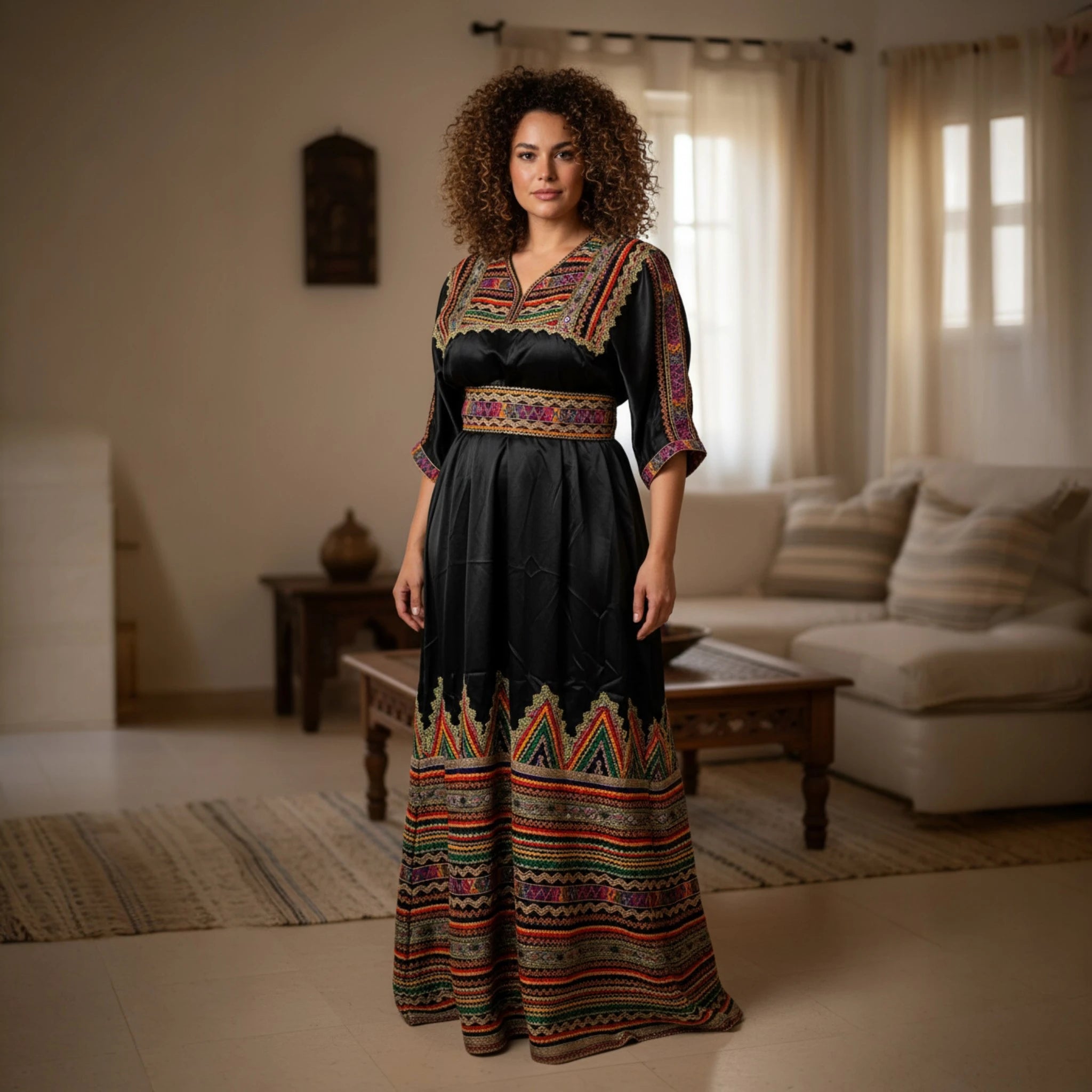 Robe kabyle avec galons traditionnels