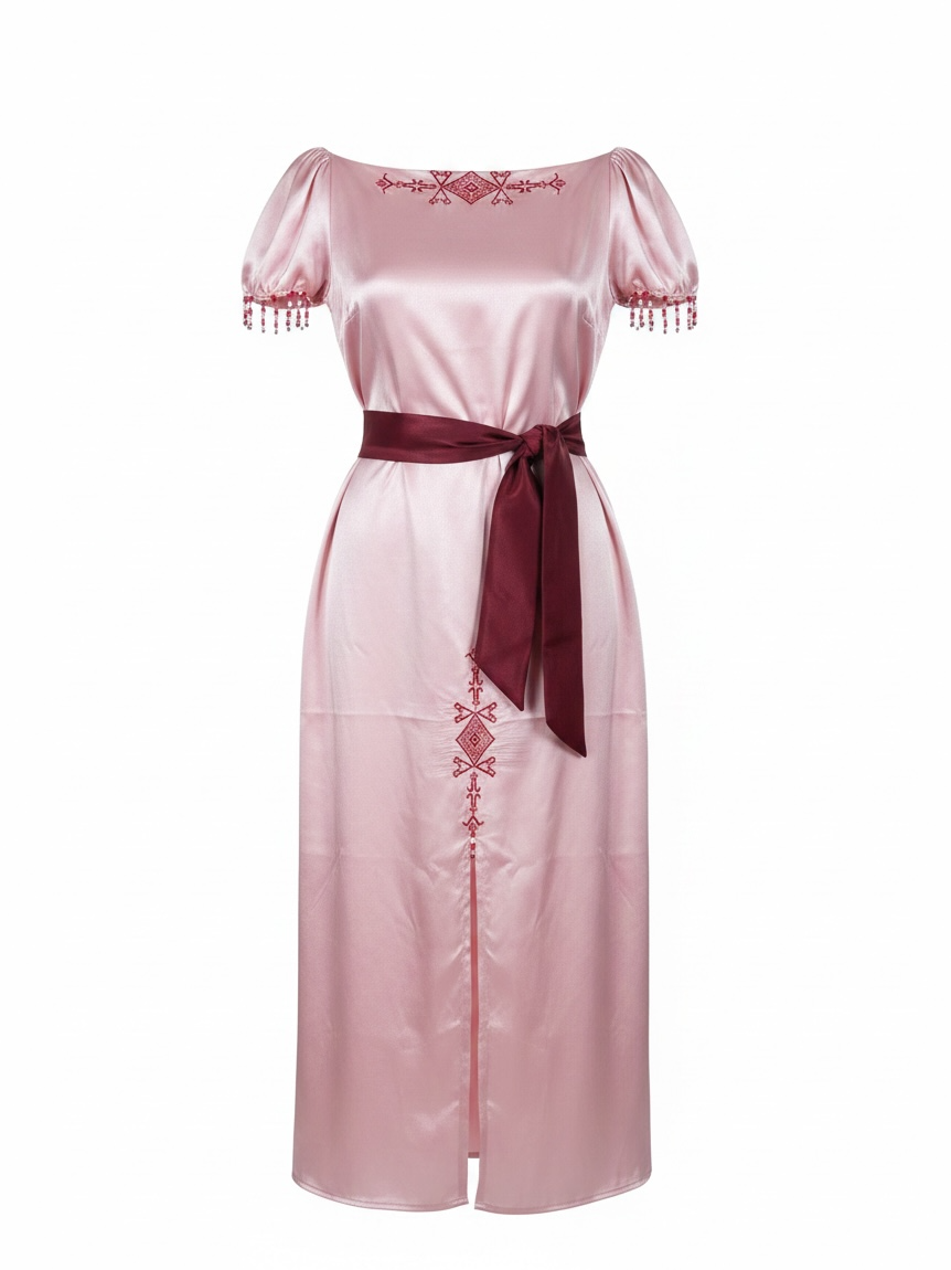 Robe satin brodé