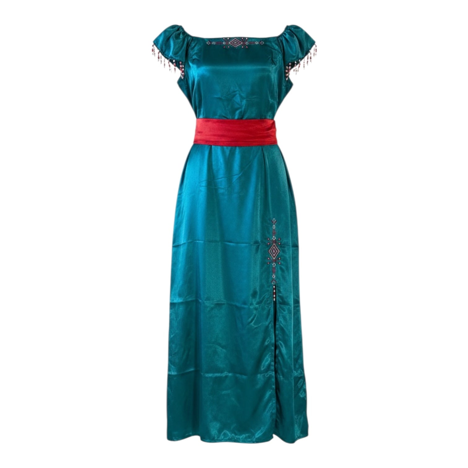 Robe satin brodé