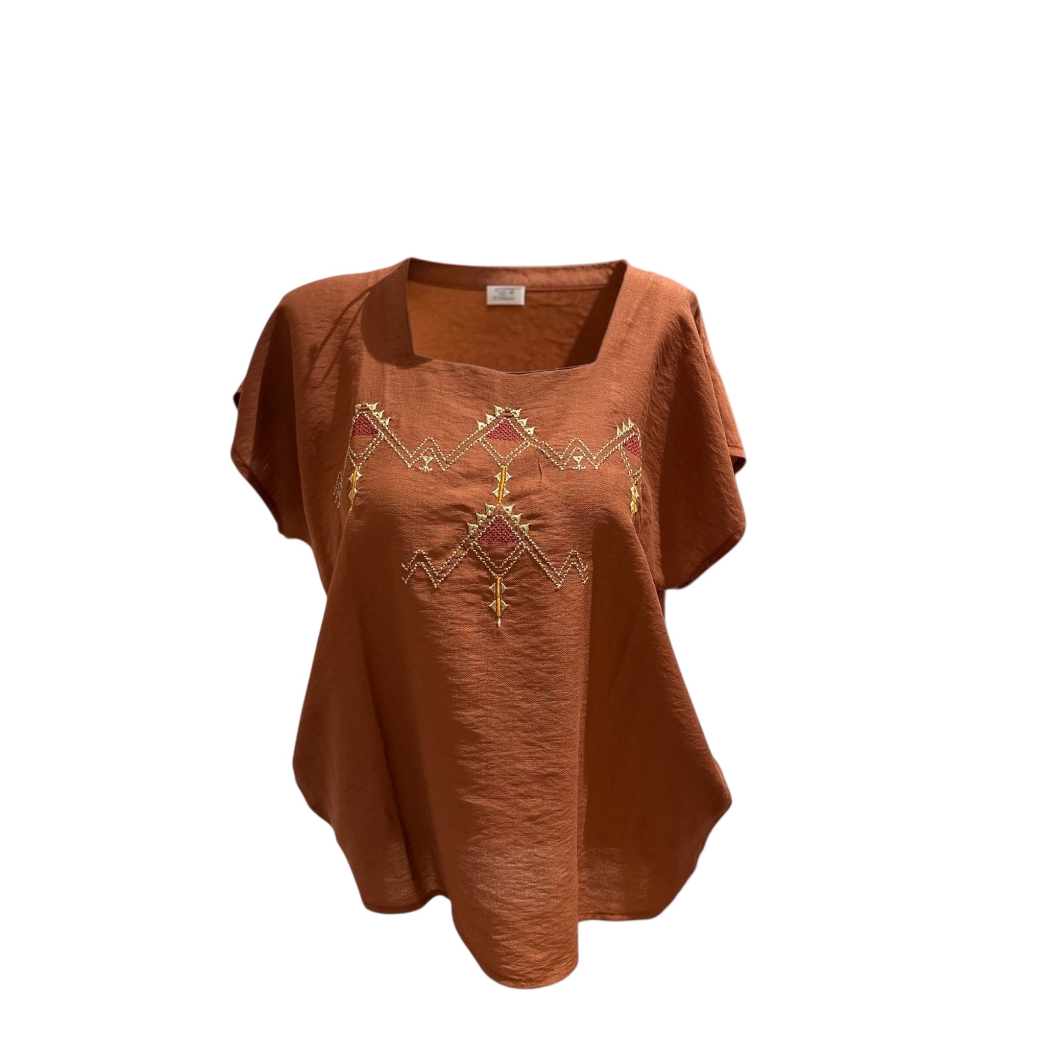 T-shirt en lin brodé