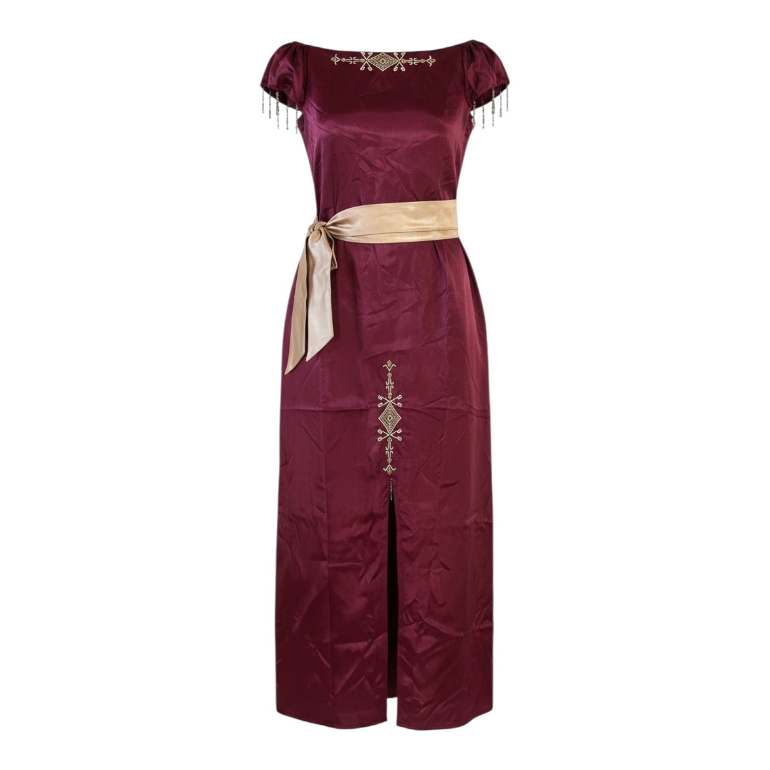 Robe satin brodé
