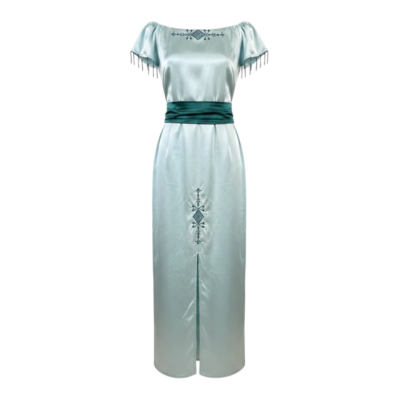 Robe satin brodé